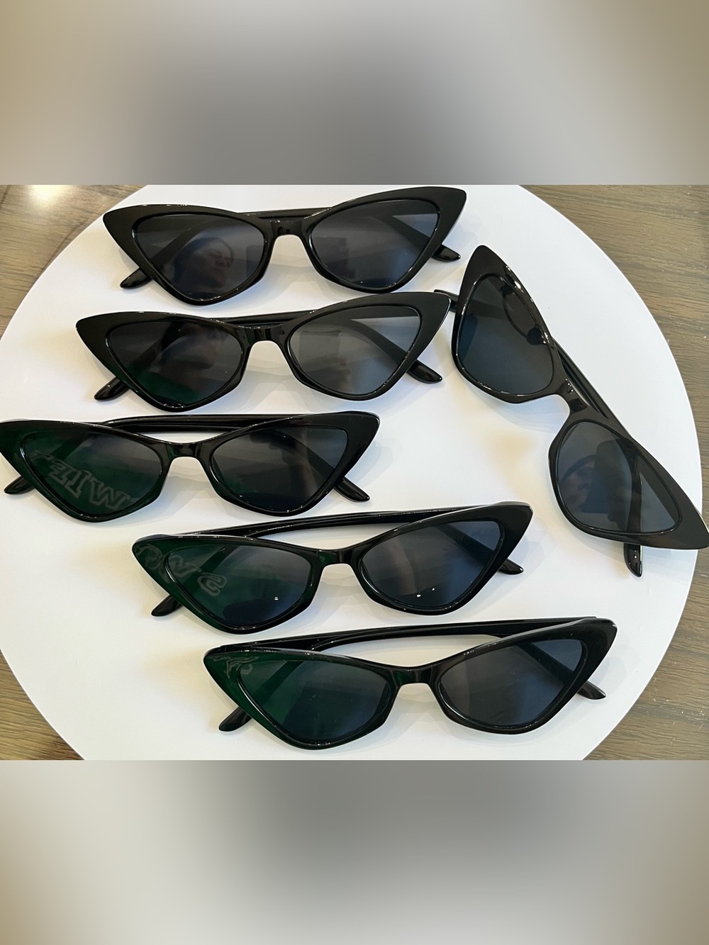 Classic Black Cat-Eye Sunglasses for Women - Set of 6